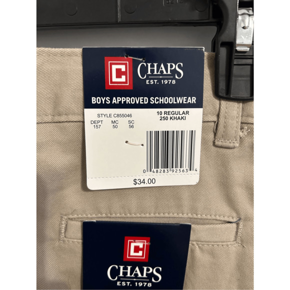 NWT Chaps Approved Schoolwear Flat Front Khaki Pants Regular 10 New - Picture 6 of 8